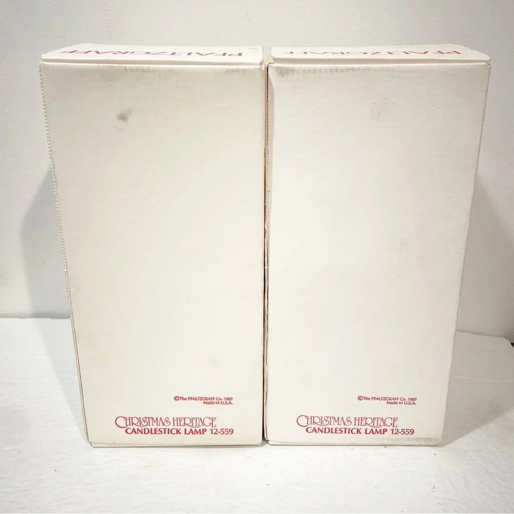 PFALTZGRAFF CHRISTMAS HERITAGE Candlestick Lamp with‎ Shade Lot of 2 NEW